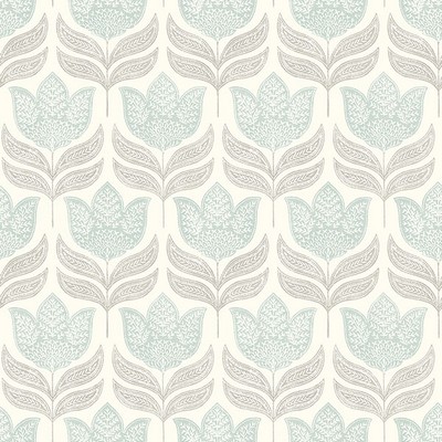 Brewster Wallcovering Cathal Aqua Tulip Block Print Wallpaper Aqua