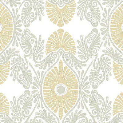 Brewster Wallcovering Villa Light Yellow Embellished Ogee Wallpaper Light Yellow