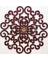 Faux Red Oversized Round Scroll Wall Grille by   