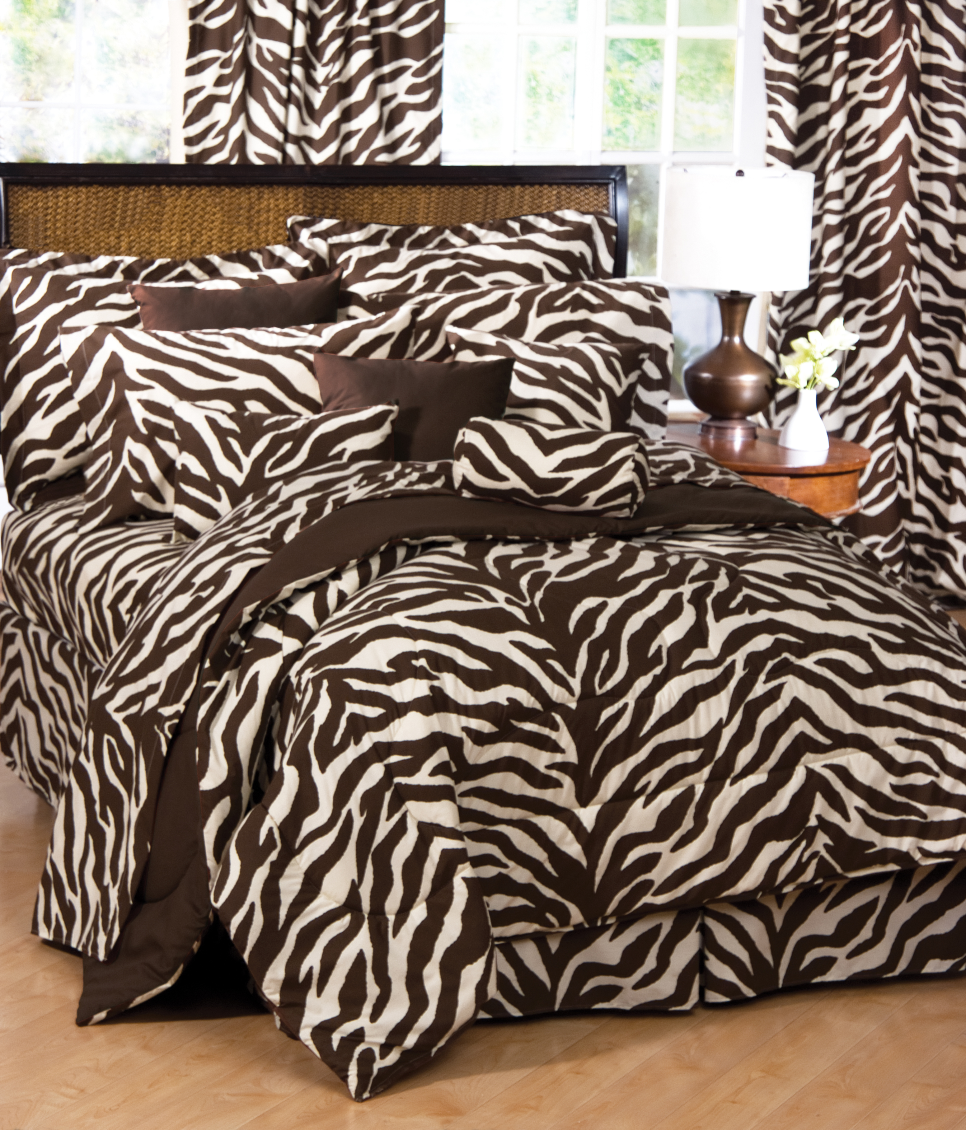 Brown Zebra Print Bed Set Bedding