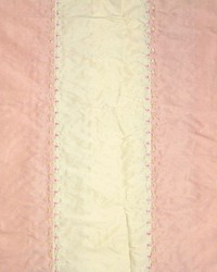 Ticking Embroidery Pink Cream Stripe Silk by   