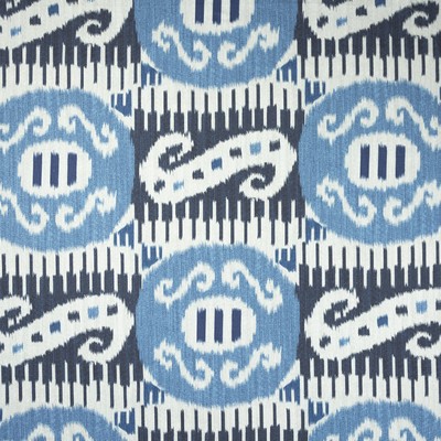 Mitchell Fabrics Bakara Indigo in Book 2204 Multi-Purpose Green Blue Blue Multipurpose Cotton Fire Rated Fabric Ethnic and Global  Ikat  Fabric