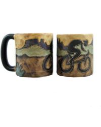 Bicyclist Round Stoneware Mug  by   