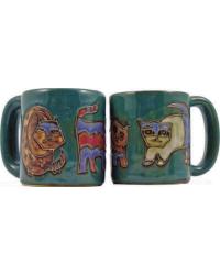 Cats Green Round Stoneware Mug by   
