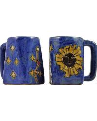 Geo Sun Blue Square Stoneware Mug by   
