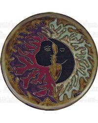 Sun Moon Faces 12in Plate by   