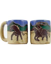 Cowboy w Lasso Round Stoneware Mug by   