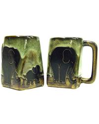 Elephants Square Stoneware Mug by   