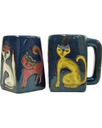 Cats Blue Square Stoneware Mug by   