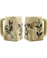 Wild Flowers Square Stoneware Mug by   