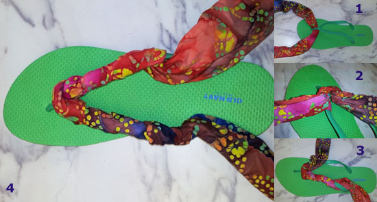 decorating flip flops with fabric strips
