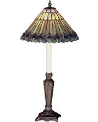 Tiffany Jeweled Peacock Buffet Lamp 47840 by   