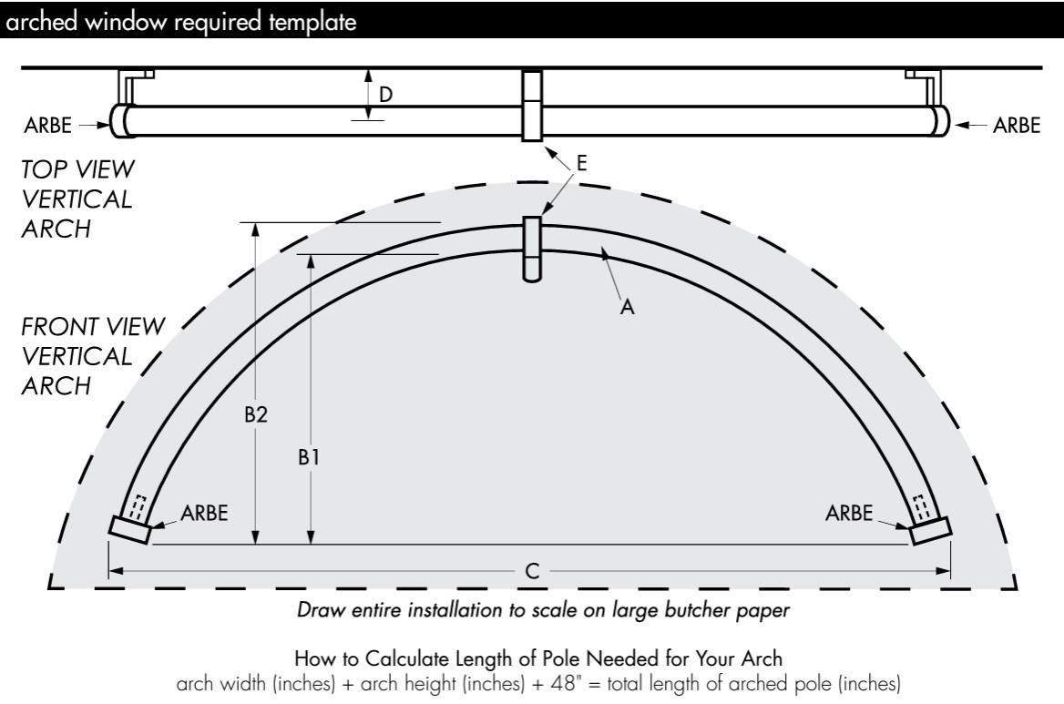 Arched Curtain Rod Template Illustration