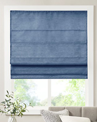 Como Faux Silk Cordless Roman Shade Blue by   