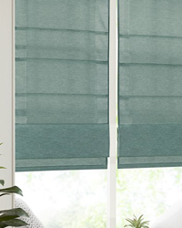 Como Faux Silk Cordless Roman Shade Green by   