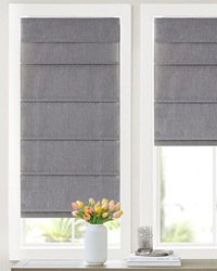 Otis Faux Linen Cordless Total Blackout Roman Shade Grey by   