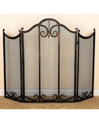 Lt Burn.Gold Scroll Firescreen W msh by   