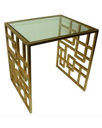 Antique Gold Asian Side Table by  Kasmir 