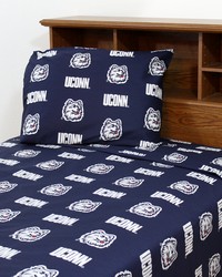 Connecticut Huskies Printed Sheet Set  King  Solid by   