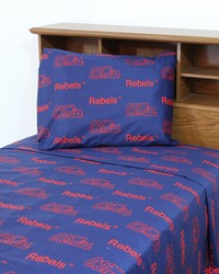 Mississippi Rebels Printed Sheet Set  King  Solid by   