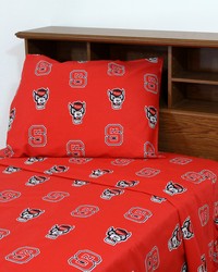 North Carolina State Wolfpack Printed Sheet Set  Queen  White by   