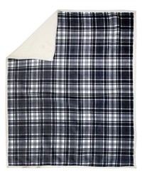 Sherpa Fleece Throw Black And White Plaid by   