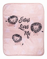 Jesus Loves Me Lion Pink 30in X 40in Throw by   