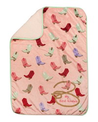 My First Rodeo Pink Boots 30 X 40 Throw Blanket by   