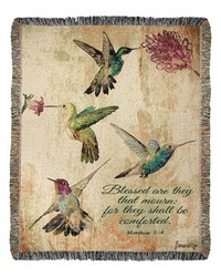 Hummingbird Floral Verse 50x60 Tap Throw Blanket by   