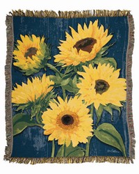 Zig Zag Sunflowers Blue 50x60 Throw by   