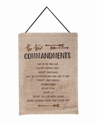 Ten Commandments Brown Tapestry Banner by   