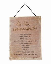 Ten Commandments Pink Tapestry by   