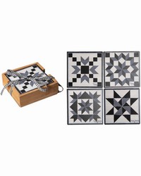 Quilt Squares Coaster Set Of 4 W Holder by   