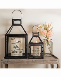 Metal Lantern Asst Set 2 Sq The Lord Is My Light by   