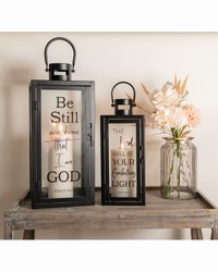 Metal Lantern Asst Set 2 Sq Be Still by   