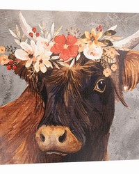 Flower Cow  Canvas Art 24 X 24 by   