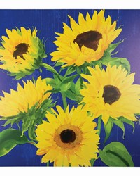 Blue Sunflower Indoor Outdoor Canvas Art 24 X 24 by   