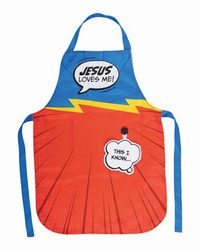 Jesus Loves Me  Super Hero Apron And Hand Towel Set by   