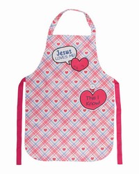 Jesus Loves Me  Pink Childs Apron And Hand Towel Set by   