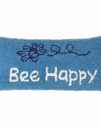 Bee Happy Hooked Pillow 17in X 9in by   