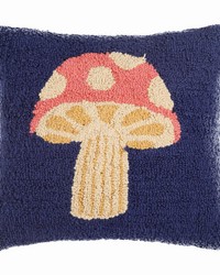 Mushrooms Hooked Pillow Cover 16 X 16 by   