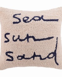 Sea Sand Sun Hooked Pillow Cover 16 X 16 by   