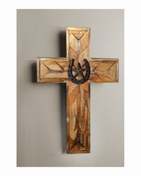 Horseshoe Wood Cross by   