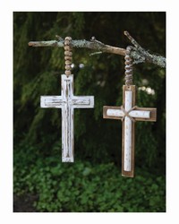 Wood Cross W  Beads Cream by   