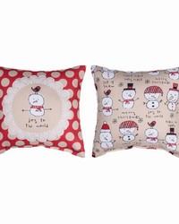 Snow Pals Joy To The World 9x9 Pillow by   