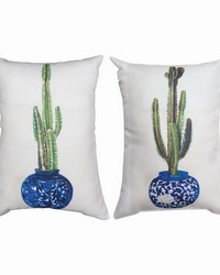 Cacti In Blue Pot 1 13x18 Climawave Pillow by   