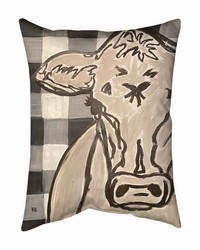 Farm Sketch Cow 13x18 Pillow by   