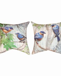 Bird And Foliage Blue 18 Climaweave Pillow by   