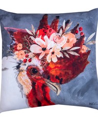 Barnyard Floral Rooster18x18 Climaweave Pillow by   