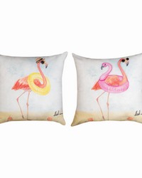 Floatie Flamingo 18  Climaweave Pillow by   